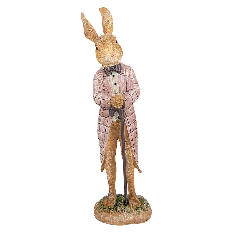 Foto van Clayre & eef beeld konijn 21 cm bruin polyresin paasdecoratie bruin paasdecoratie
