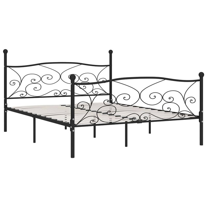 Foto van The living store metalen bedframe - multiplex lattenbodem - eenvoudig te monteren - zwart - 211x189x105 cm - geschikt