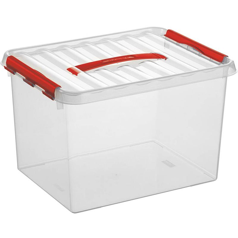 Foto van Q-line opbergbox 22l transparant rood