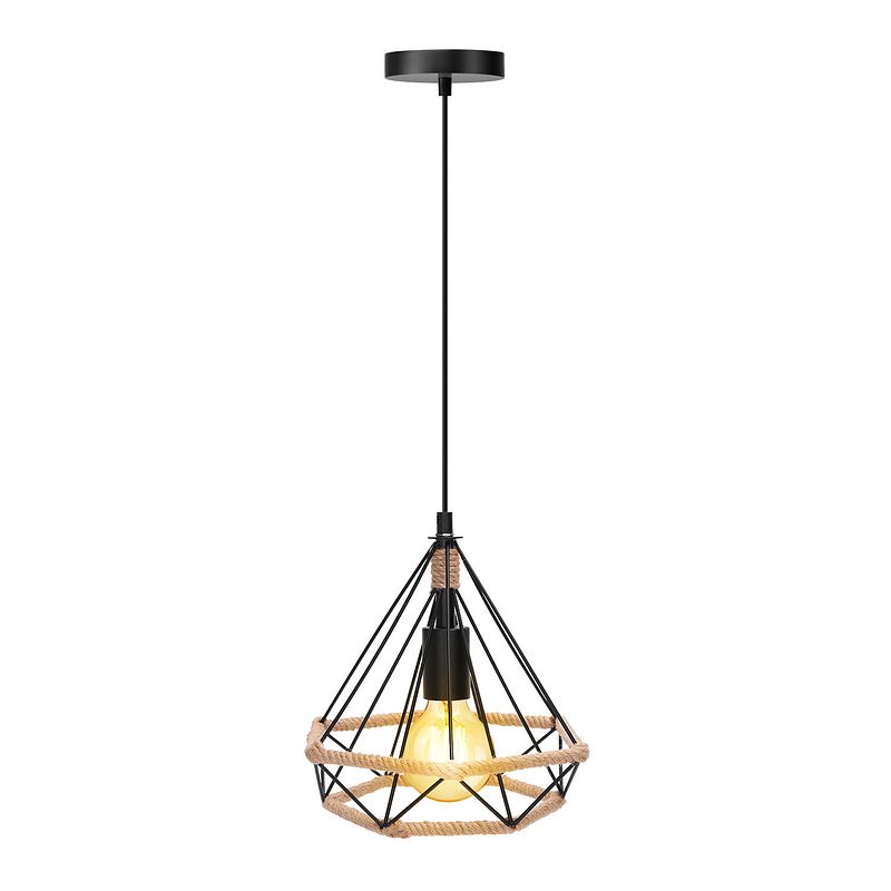 Foto van Aigostar hanglamp - ø 25cm x h 110cm - 1 x e27 - zwart