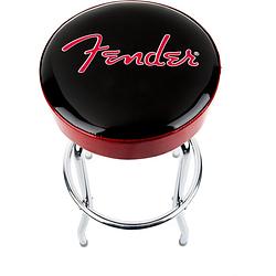 Foto van Fender red sparkle logo barstool 30" zwart-rood-chroom gitaarkruk (76 cm)