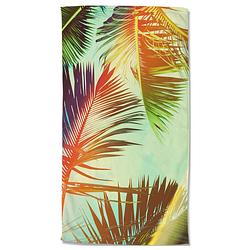 Foto van Droomtextiel palm bladeren strandlaken - handdoek 100x180 cm - heerlijk zacht - poly velours