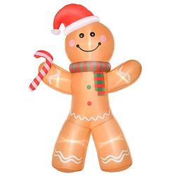 Foto van Opblaasbare gingerbread man met led-lamp - kerst decoratie - kerstversiering - kerst - kerstverlichting buiten - kers...