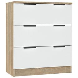 Foto van Vidaxl dressoir 60x30x70 cm bewerkt hout wit en sonoma eikenkleurig