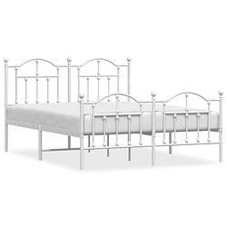 Foto van Vidaxl bedframe met hoofd- en voeteneinde metaal wit 135x190 cm