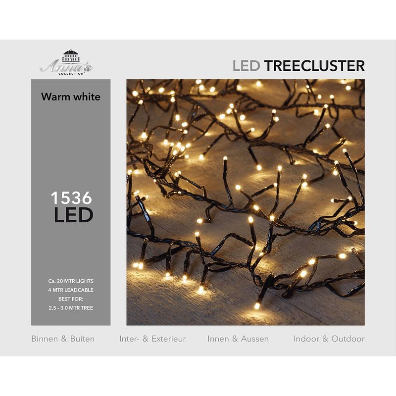 Foto van 2,5-3m treecluster 20m/1536led warm wit anna's collection