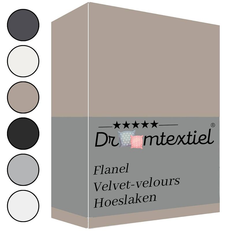 Foto van Droomtextiel zacht velvet velours hoeslaken taupe tweepersoons140x200 cm - hoogwaardige kwaliteit - super zacht