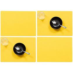 Foto van Set van 4x stuks stevige luxe tafel placemats plain geel 30 x 43 cm - placemats
