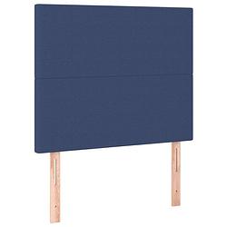 Foto van The living store hoofdbord blauw - 80x5x118/128 cm - stof - hout - verstelbaar