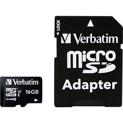 Foto van Verbatim micro sdhc 16gb cl 10 adap microsdhc-kaart 16 gb class 10 incl. sd-adapter