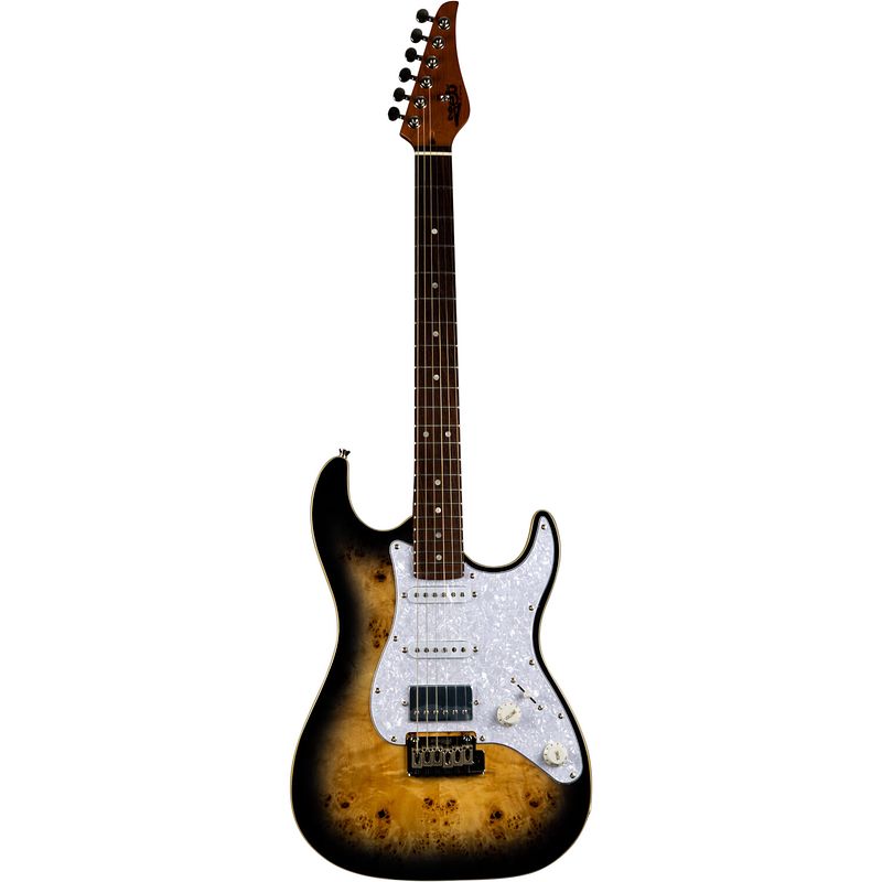 Foto van Jet guitars js-450 trans brown spalted maple top elektrische gitaar