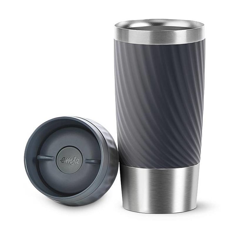 Foto van Emsa thermosbeker travel mug easy twist antraciet 360 ml