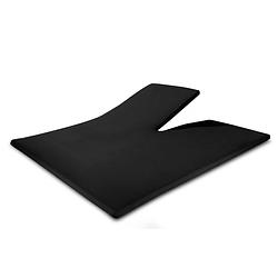 Foto van Home care jersey split-topper hoeslaken - 100% gebreide jersey katoen - lits-jumeaux (180x200/220 cm) - zwart