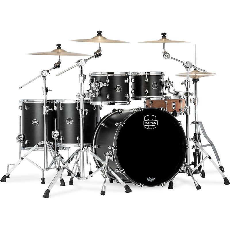 Foto van Mapex saturn sr628xfb satin black 5-delige rock shellset