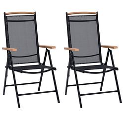 Foto van Vidaxl tuinstoelen inklapbaar 2st aluminium 58x65x109 cm zwart