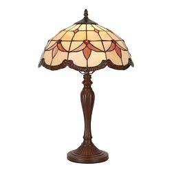 Foto van Lumilamp tiffany tafellamp ø 35x53 cm beige glas tiffany bureaulamp beige tiffany bureaulamp