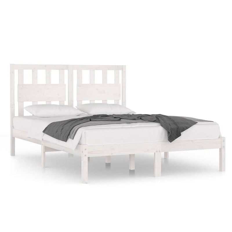 Foto van The living store houten bedframe - massief grenenhout - 120x200 cm - wit