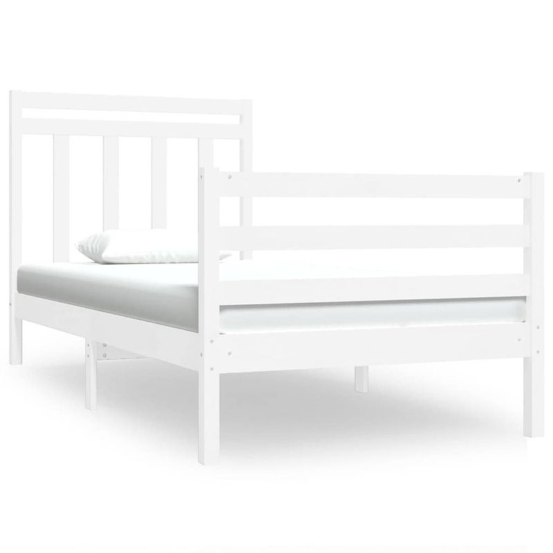 Foto van Vidaxl bedframe massief hout wit 90x190 cm 3ft single