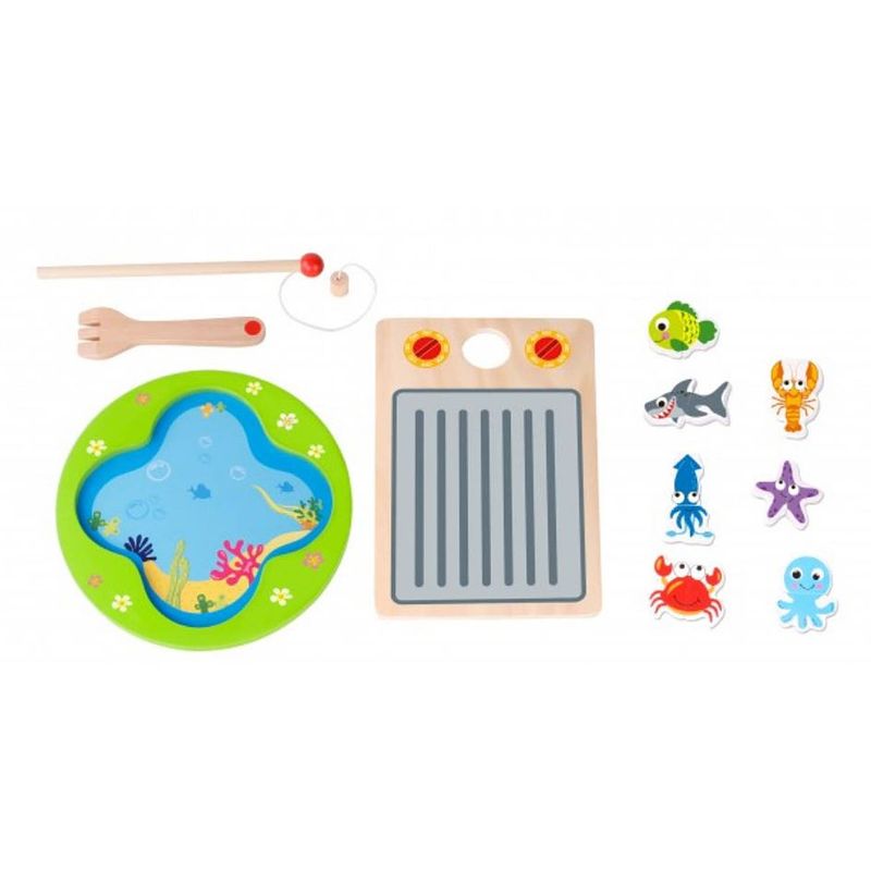 Foto van Tooky toy speelset leren vissen en koken 28 cm hout 12-delig