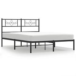 Foto van Vidaxl bedframe met hoofdbord metaal zwart 135x190 cm