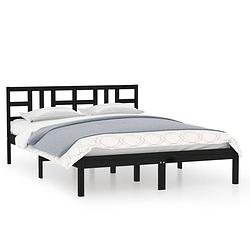 Foto van The living store bedframe grenenhout - king size 150x200 cm - zwart