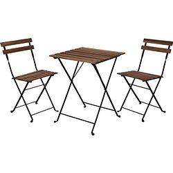 Foto van Bistro set - tuintafel en stoelen - zwart - metaal - hout