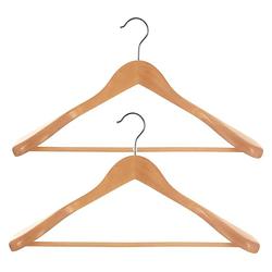 Foto van Set van 6x stuks houten kledinghangers breed 45 x 24 cm - kledinghangers