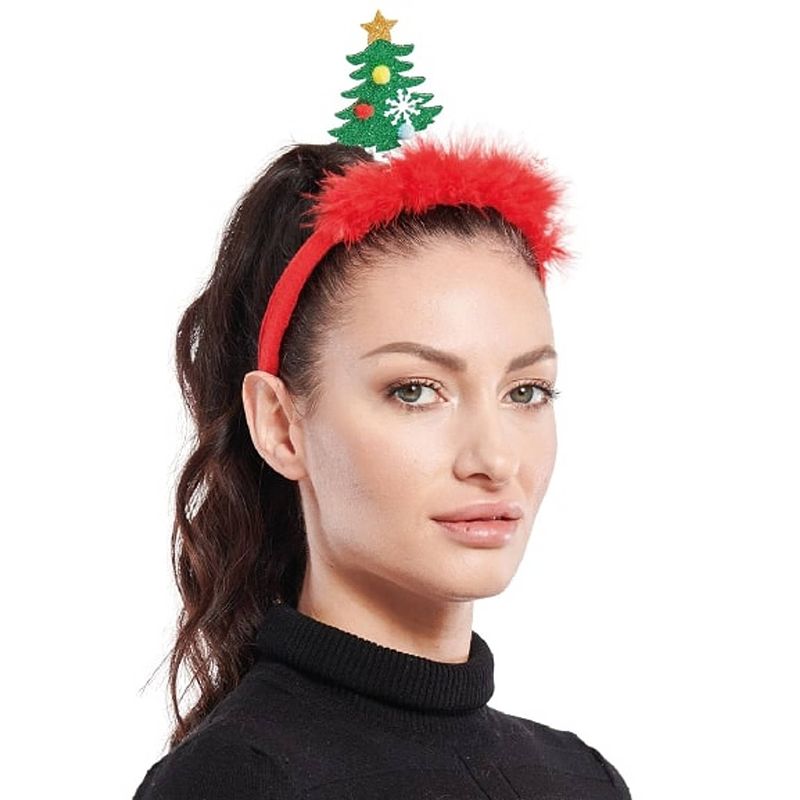 Foto van Sorbetto haarband kerstboom polyester rood/groen one-size