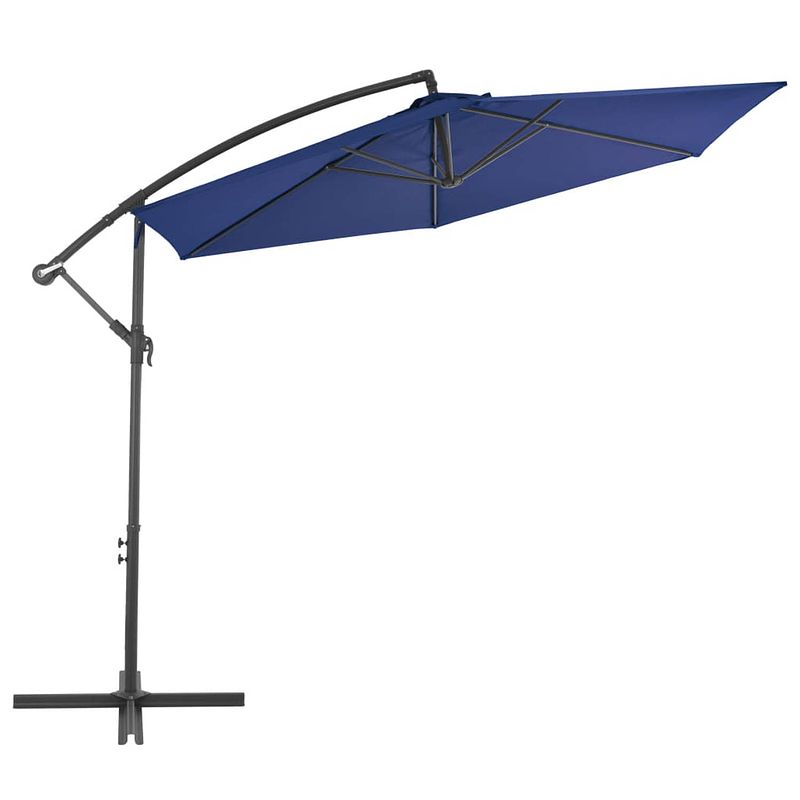 Foto van The living store hangende parasol - blauw - 300 x 244 cm - uv-beschermend - zwenkbaar