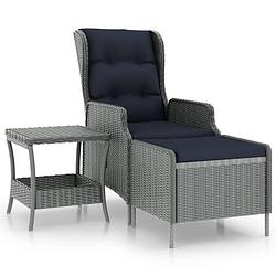 Foto van Vidaxl 2-delige loungeset met kussens poly rattan lichtgrijs