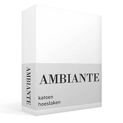 Foto van Ambiante cotton uni hoeslaken - 100% katoen - lits-jumeaux (180x210/220 cm) - wit