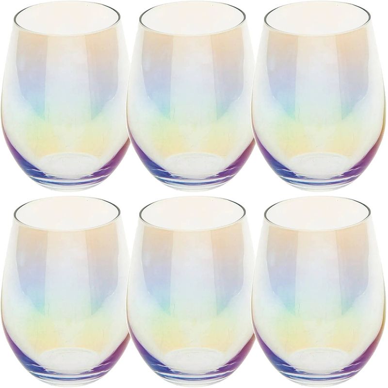 Foto van Set van 6x stuks tumbler glazen parelmoer fantasy 540 ml van glas - drinkglazen