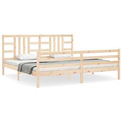 Foto van The living store bedframe - grenenhout - multiplex lattenbodem - 205.5 x 205.5 x 100 cm - onbehandeld - inclusief