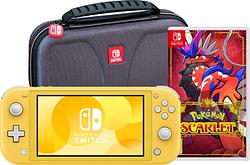 Foto van Nintendo switch lite geel + pokémon scarlet + bigben beschermtas