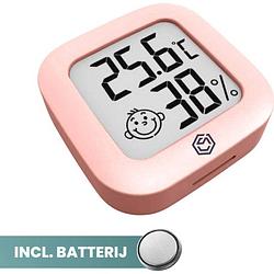 Foto van Ease electronicz hygrometer roze - luchtvochtigheidsmeter - thermometer binnen - incl. batterij en plakstrip