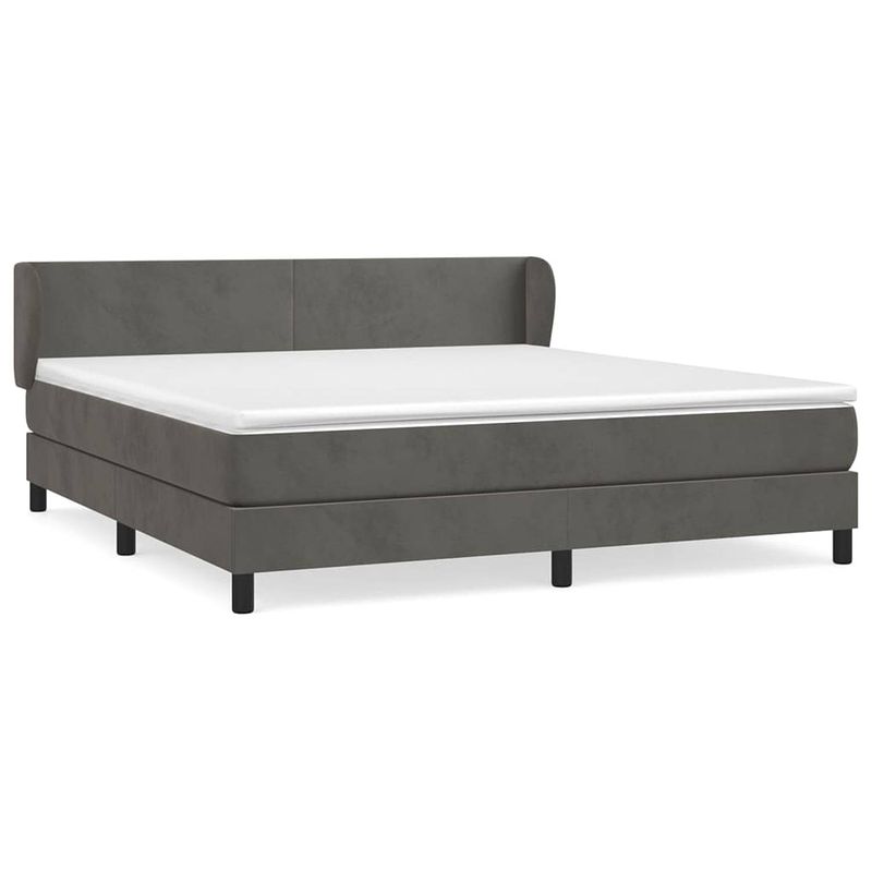 Foto van The living store luxe fluweel boxspringbed - donkergrijs - 180x200 cm - pocketvering matras