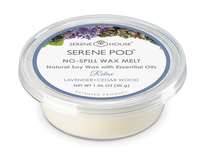 Foto van Serene no spill wax melt pod - lavender & cedar wood