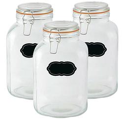 Foto van Weckpot/inmaakpot - 3x - 3l - glas - met beugelsluiting - incl. etiketten - weckpotten