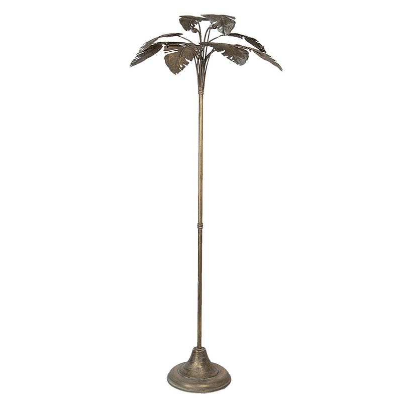 Foto van Clayre & eef vloerlamp 64*64*165 cm goudkleurig metaal staande lamp staanlamp goudkleurig staande lamp staanlamp