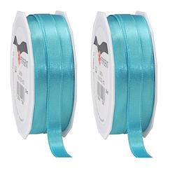 Foto van 2x luxe hobby/decoratie turquoise satijnen sierlinten 1 cm/10 mm x 25 meter - cadeaulinten