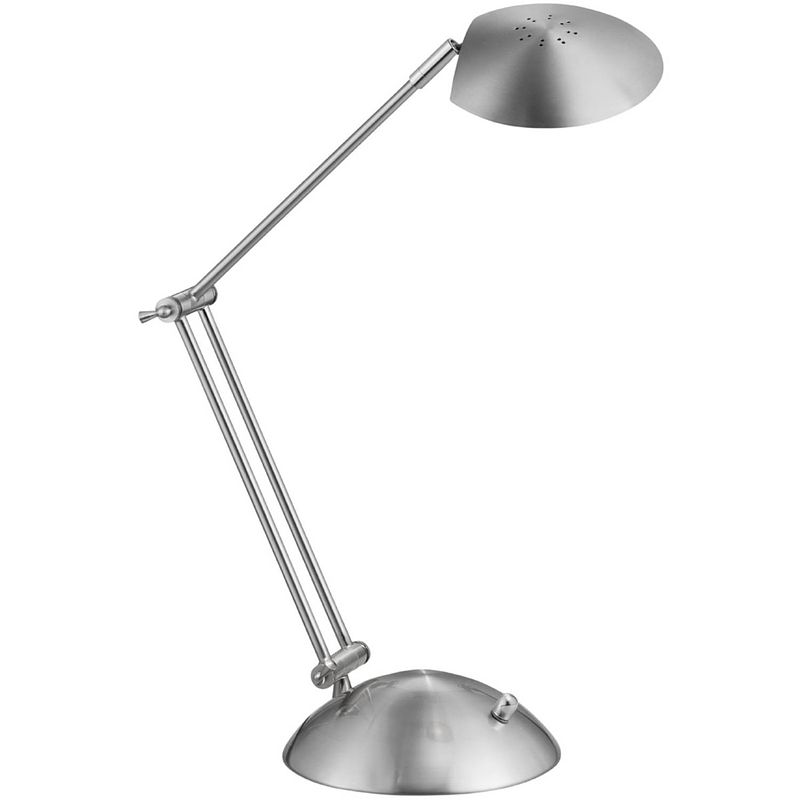 Foto van Led bureaulamp - trion kalka - 6w - warm wit 3000k - dimbaar - rond - mat nikkel - aluminium