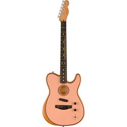 Foto van Fender american acoustasonic telecaster shell pink eb elektrisch-akoestische gitaar met deluxe gigbag