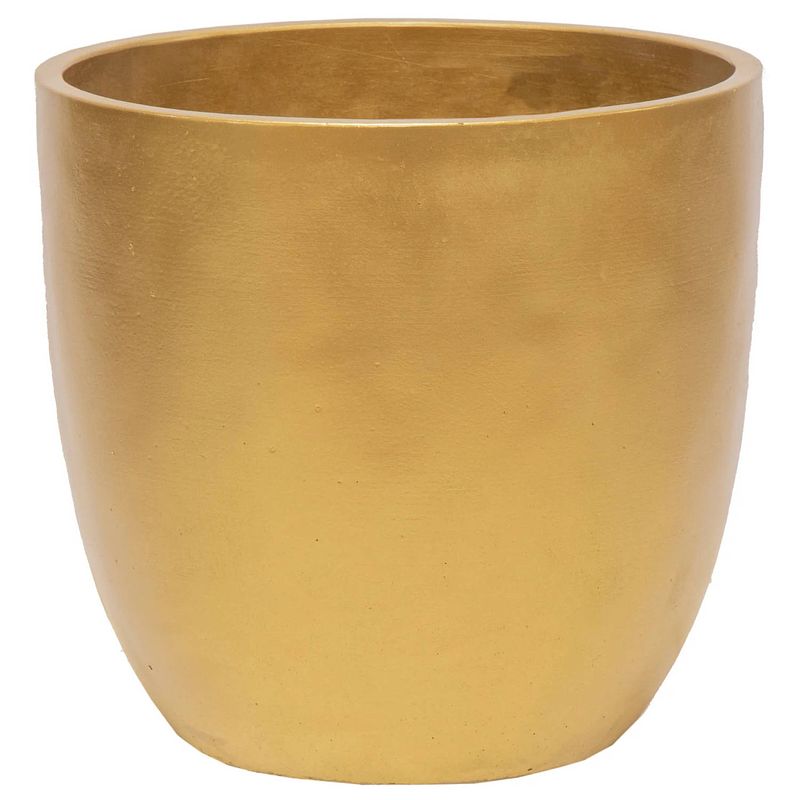 Foto van Plantenpot/bloempot - keramiek - goud - d18 x h17 cm - plantenpotten