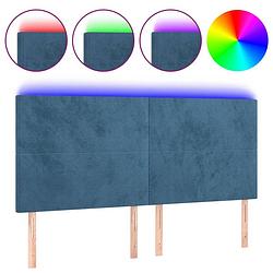 Foto van The living store hoofdeinde led dark blue - 180 x 5 x 118/128 cm - adjustable height - soft velvet - colorful led