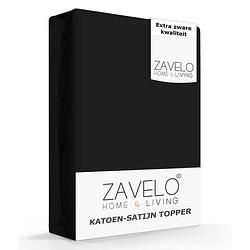 Foto van Zavelo deluxe katoen-satijn topper hoeslaken zwart-1-persoons (90x200 cm)