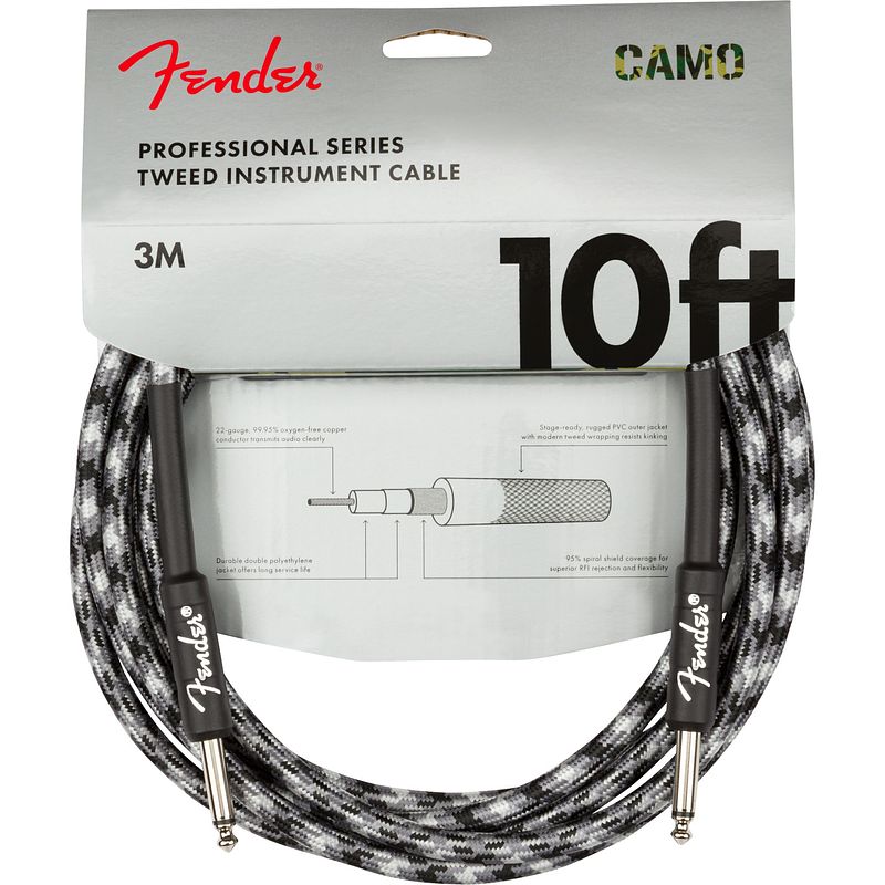 Foto van Fender professional series tweed winter camo instrumentkabel 3 meter