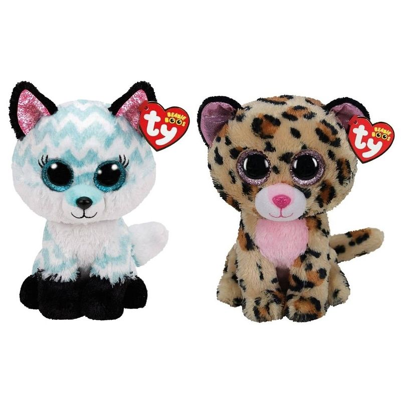 Foto van Ty - knuffel - beanie buddy - atlas fox & livvie leopard