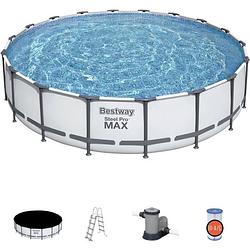 Foto van Bestway steelpro max bovengronds zwembad diameter 549 x 122 cm, patroonfilter, afdekking, schaalverdeling