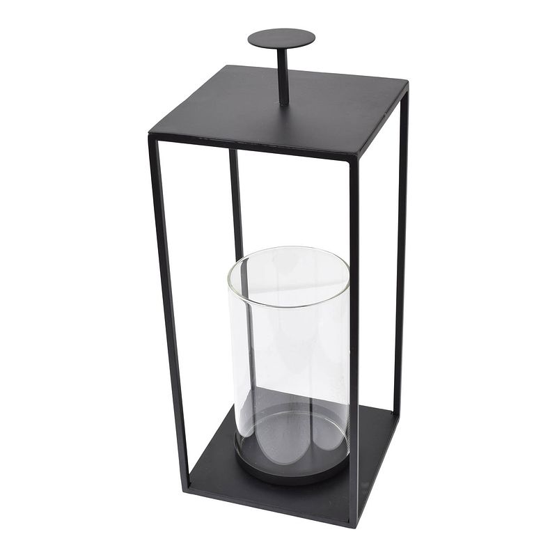 Foto van Loft42 lantaarn bradley met glas - zwart - 32x15x15