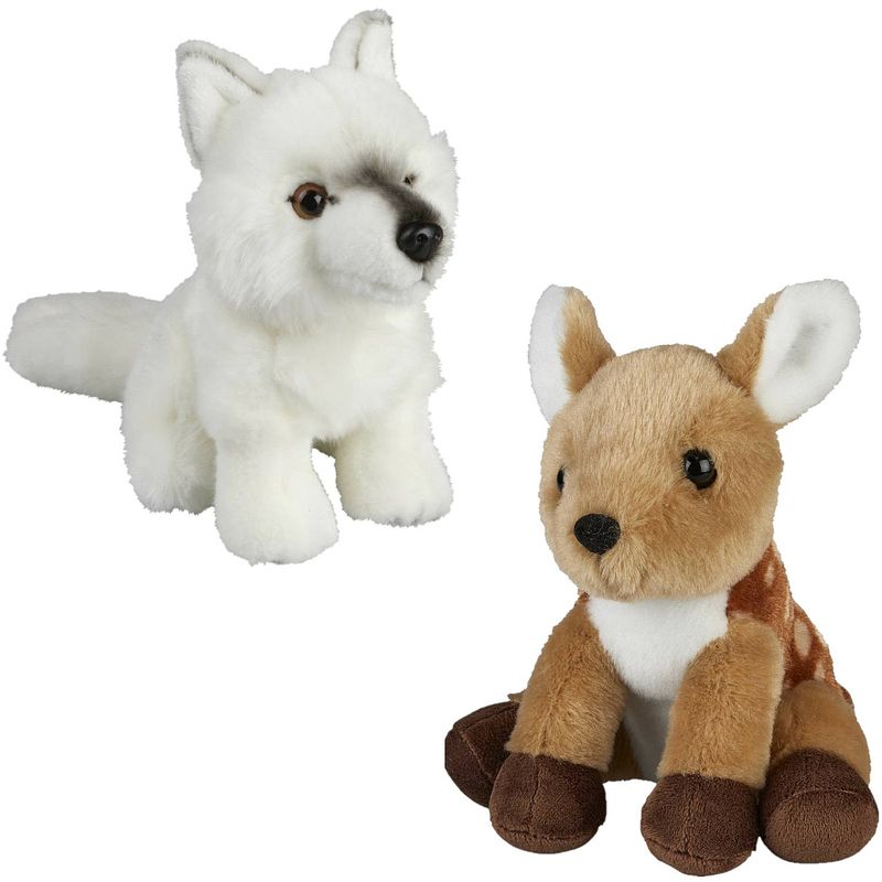 Foto van Knuffeldieren set wolf en hertje pluche knuffels 18 cm - knuffeldier